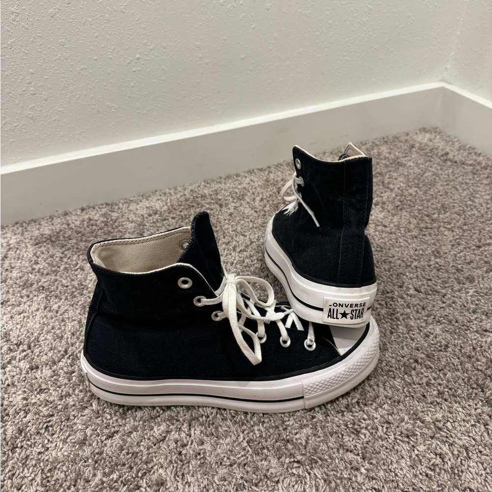 Black platform Converse high tops sneakers women’s size 9 - Picture 6 of 8